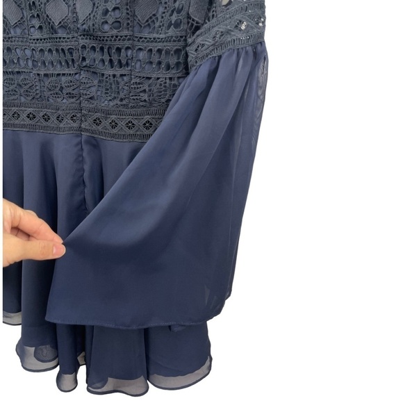 TWO Sisters Alyse Navy Boho Broderie Long Sleeved Dress Size US 6/ AU10 - Picture 7 of 9